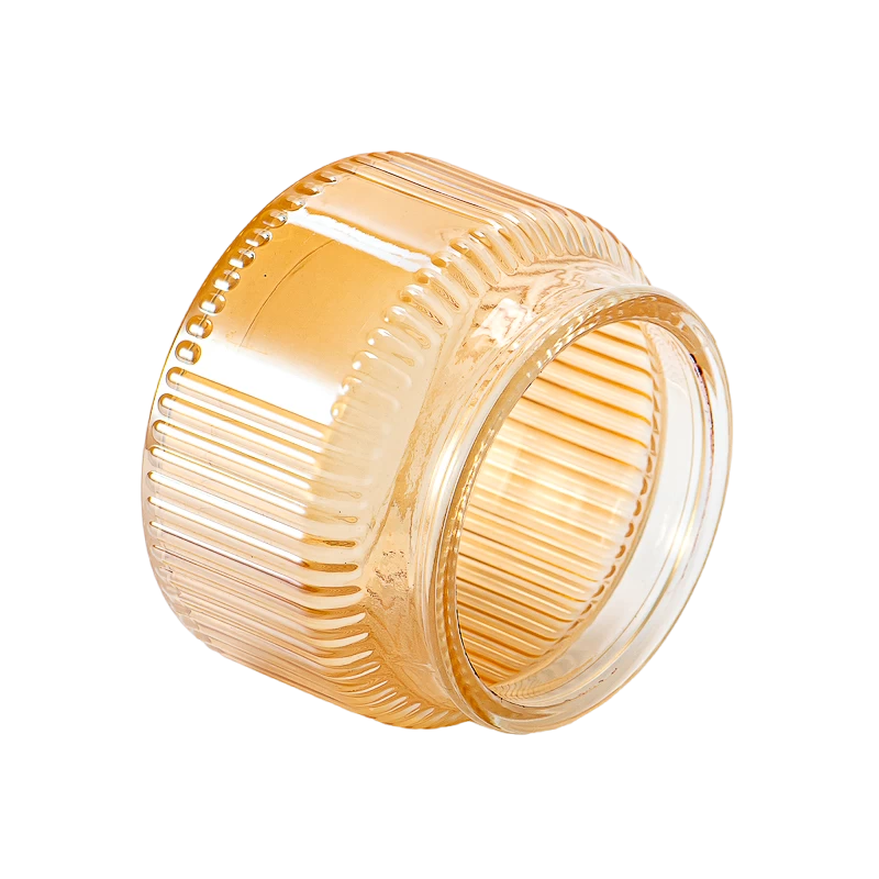China Luxury Vertical Stripe Design Glass Vessel Gradient Color Scented Soy Candle Glass Jar Suitable for Home Decoration manufacturer