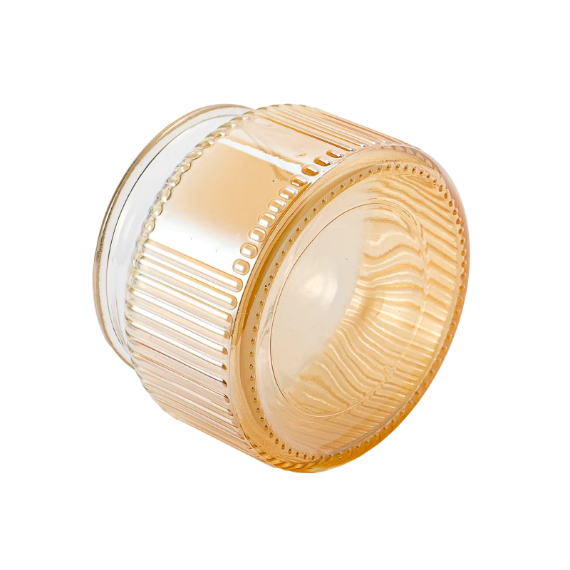 China Luxury Vertical Stripe Design Glass Vessel Gradient Color Scented Soy Candle Glass Jar Suitable for Home Decoration manufacturer