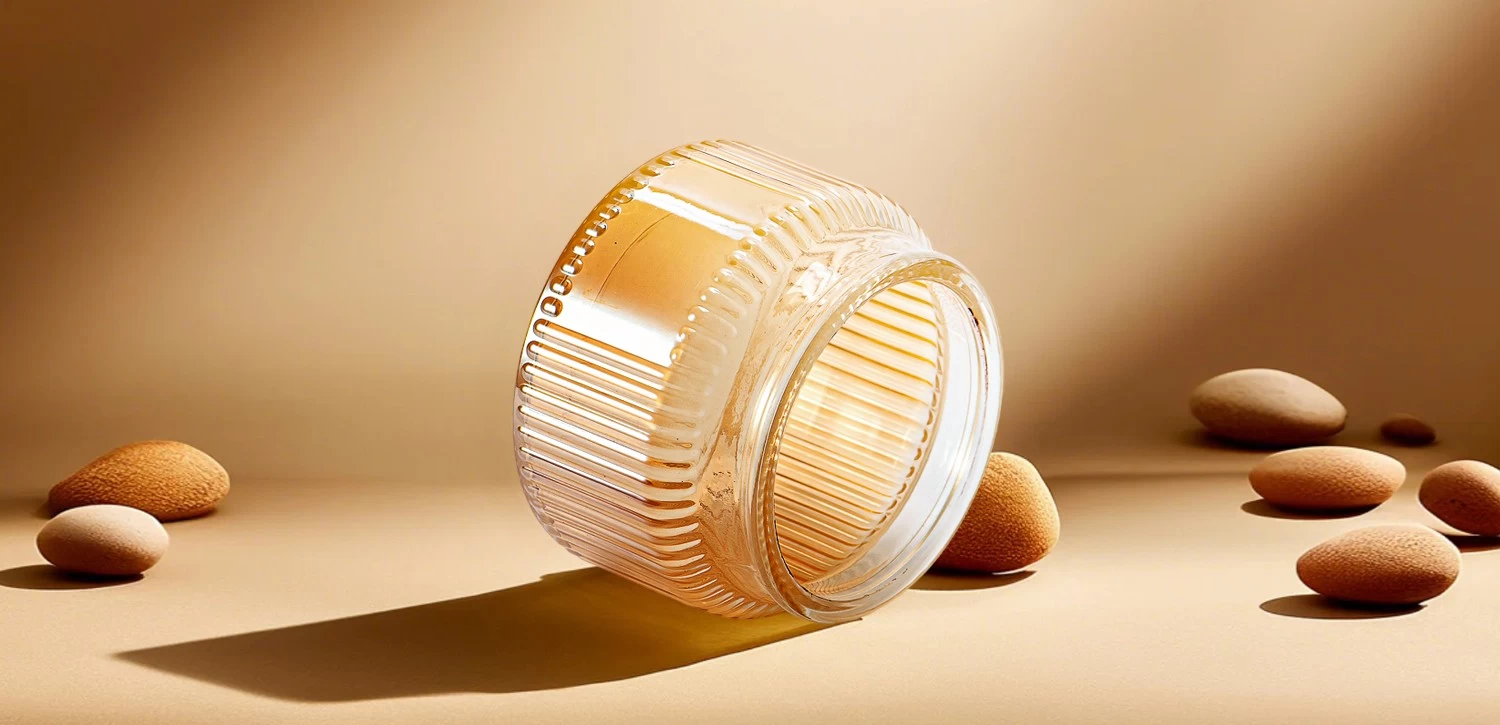 Luxury Vertical Stripe Design Glass Vessel Gradient Color Scented Soy Candle Glass Jar Suitable for Home Decoration