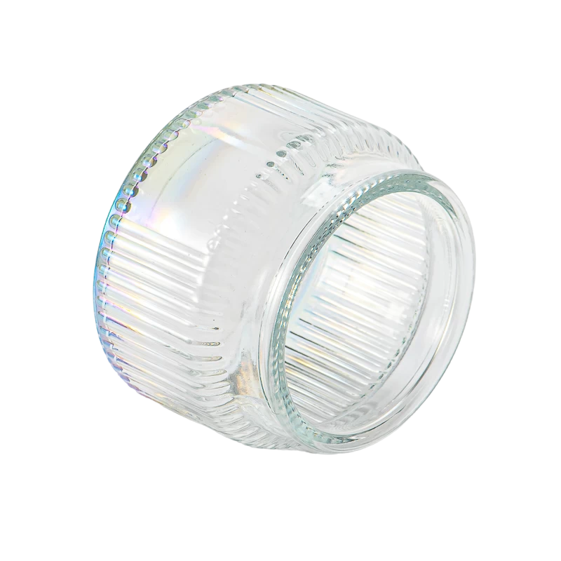 Luxury Vertical Stripe Design Glass Vessel Gradient Color Scented Soy Candle Glass Jar Suitable for Home Decoration