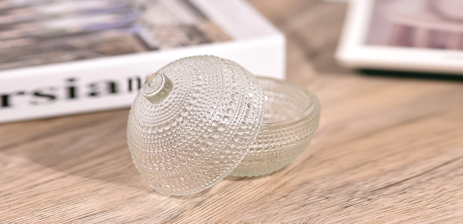 Wholesale glass bowls candy jars glass candle jars with lids home decoration