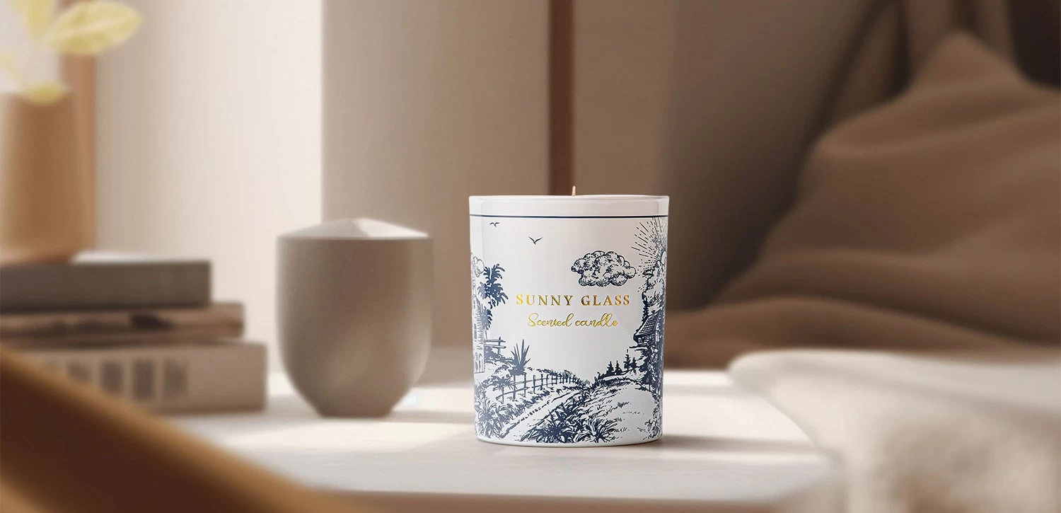 Luxury custom ceramic candle jar with retro country style decal paper
