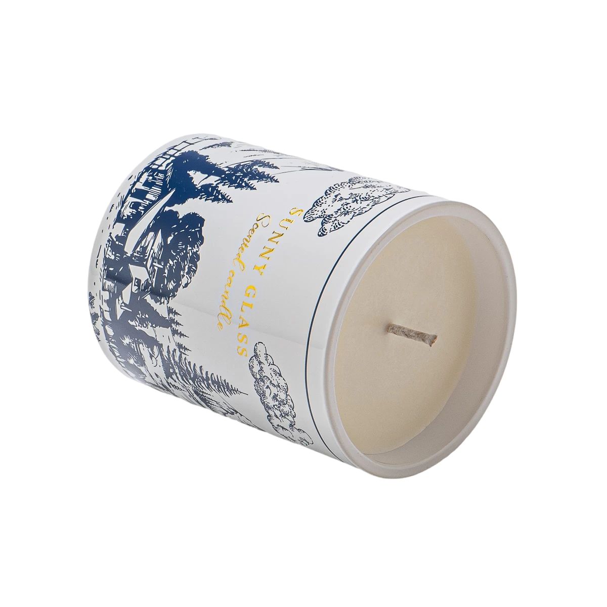 Wholesale mountain and wild poetic pattern decal paper ceramic candle jar