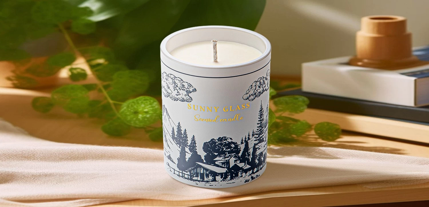 Wholesale mountain and wild poetic pattern decal paper ceramic candle jar