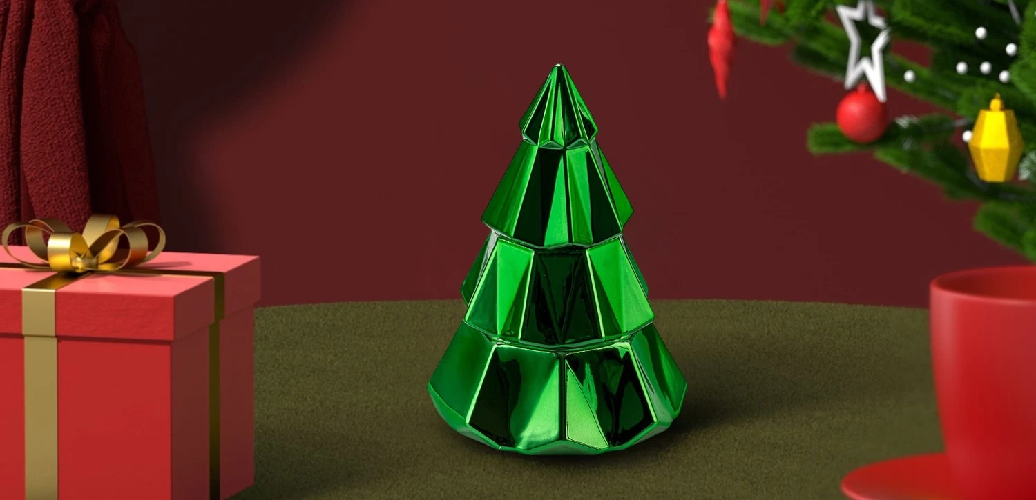Luxury custom Christmas tree glass candle jars with lids