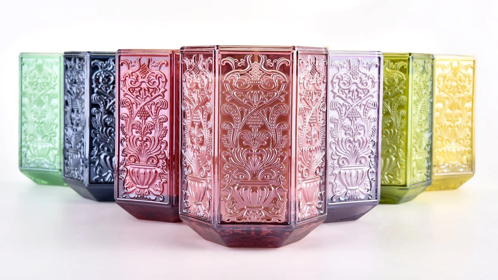 Baroque pattern Glass Candle Jar