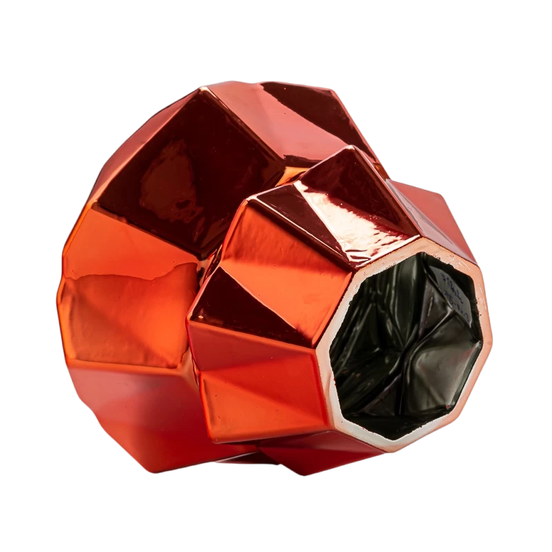 Tsina Pakyawan geometric faceted red christmas tree glass candle lata na may mga lids Manufacturer