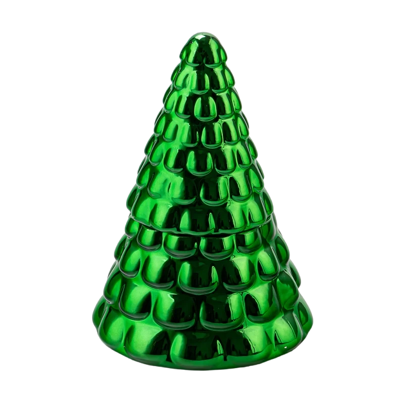Tsina Pakyawan bionic pine karayom ​​Christmas tree glass candle jar na may mga takip Manufacturer