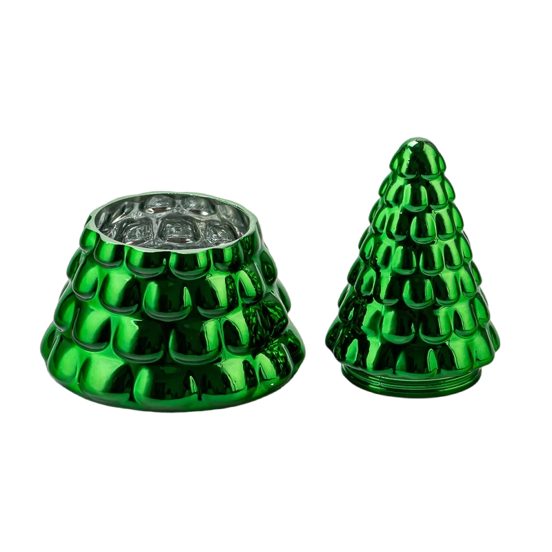 Tsina Pakyawan bionic pine karayom ​​Christmas tree glass candle jar na may mga takip Manufacturer
