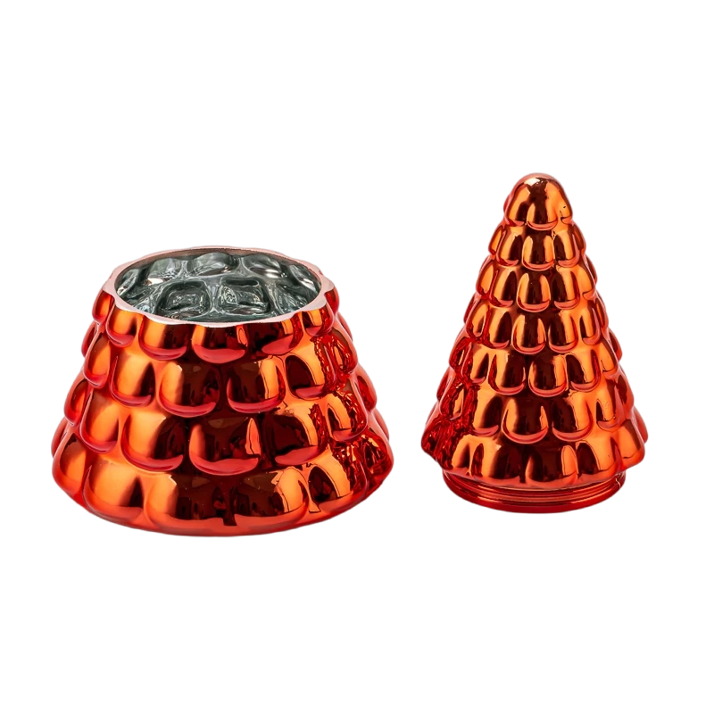 Cina Jar candele di vetro rosso metallico di nuova progettazione con coperchi produttore