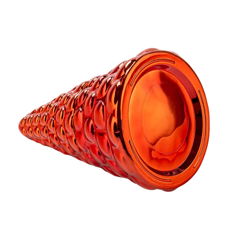 Cina Jar candele di vetro rosso metallico di nuova progettazione con coperchi produttore