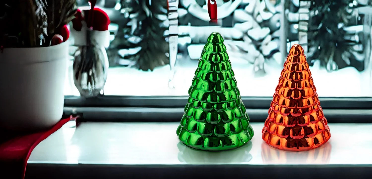 Newly designed metallic red Christmas glass candle jar with lids