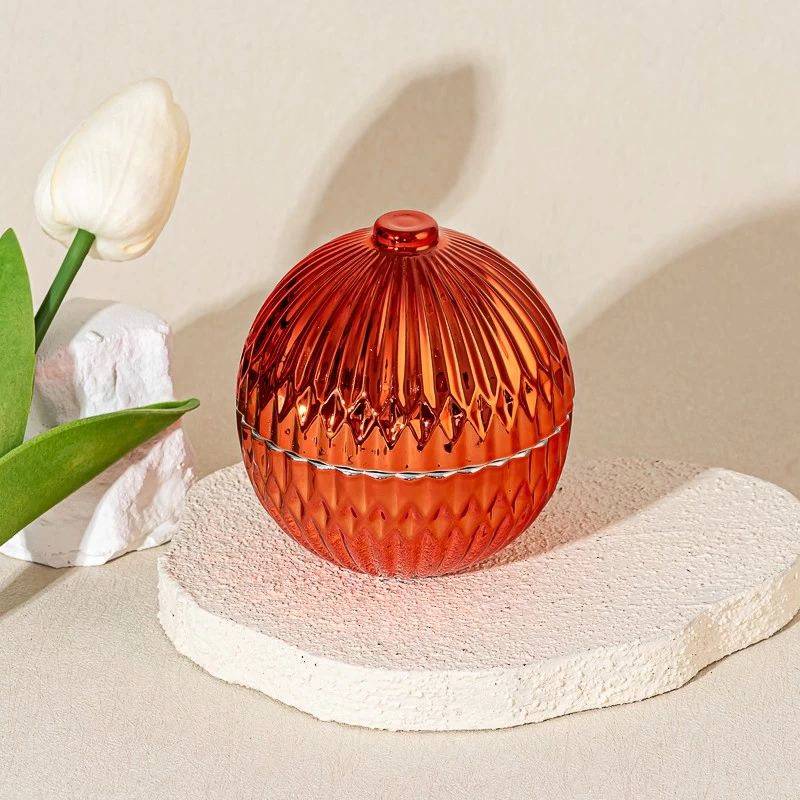 Round Shape Glass Candle Vessels With Lids For Home Decor