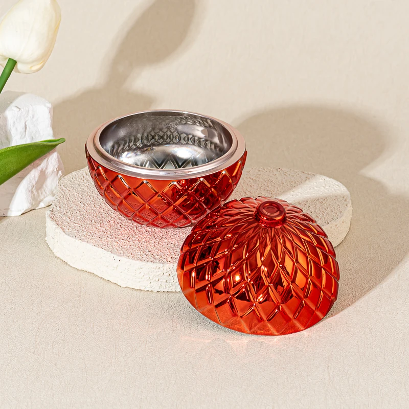 Lussuoso barattolo di candela in vetro di diamante natalizio personalizzato con coperchio