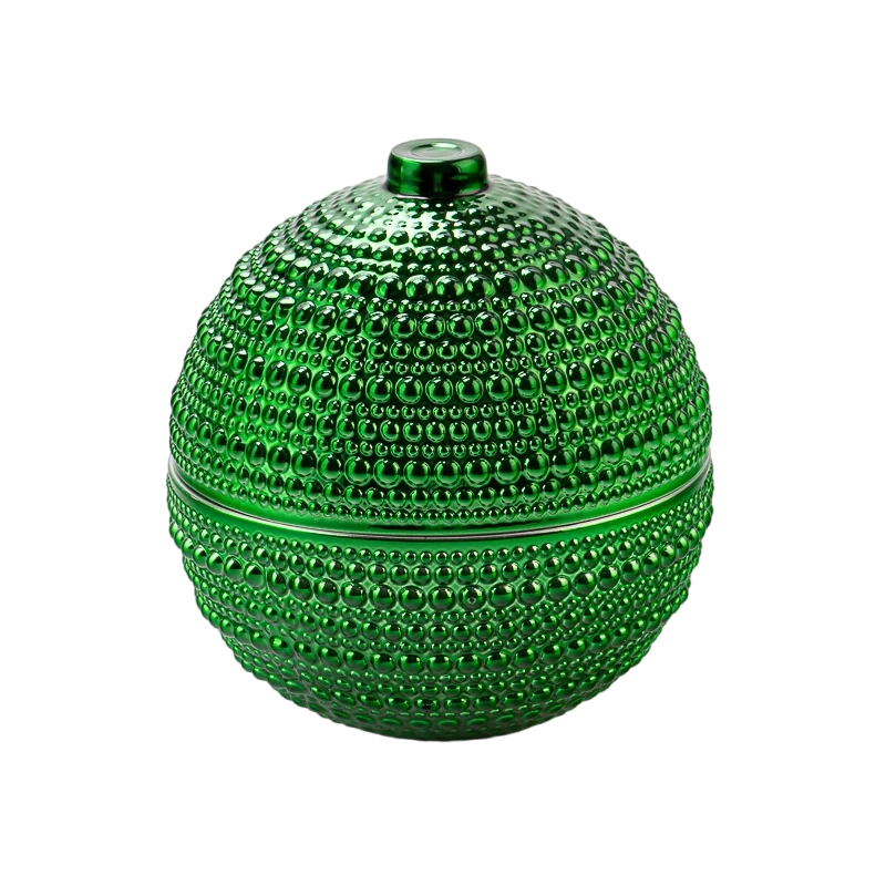 China Christmas spherical glass wax candle jar with lid candle container manufacturer