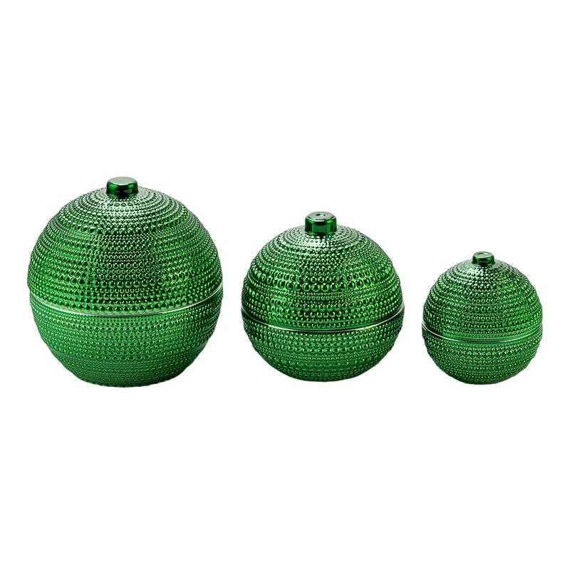 China Christmas spherical glass wax candle jar with lid candle container manufacturer