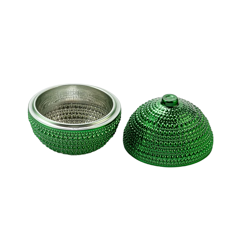 China Christmas spherical glass wax candle jar with lid candle container manufacturer