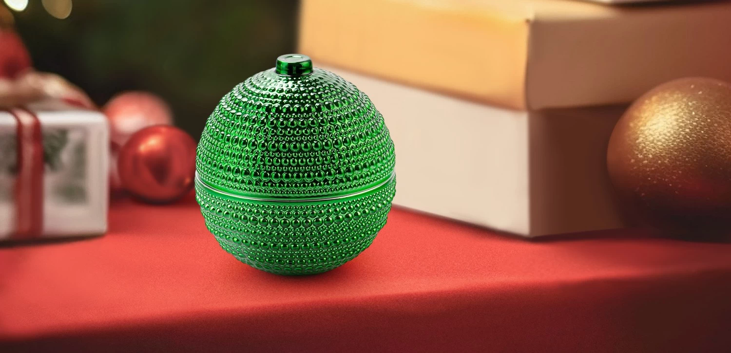 Christmas spherical glass wax candle jar with lid candle container