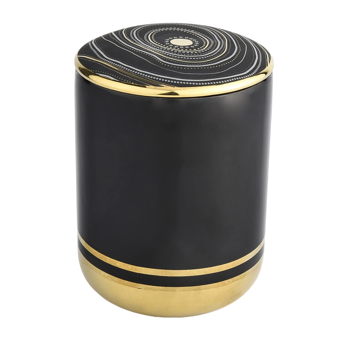 Cina Jar candele in ceramica in oro nero personalizzato di lusso con coperchio per la decorazione produttore