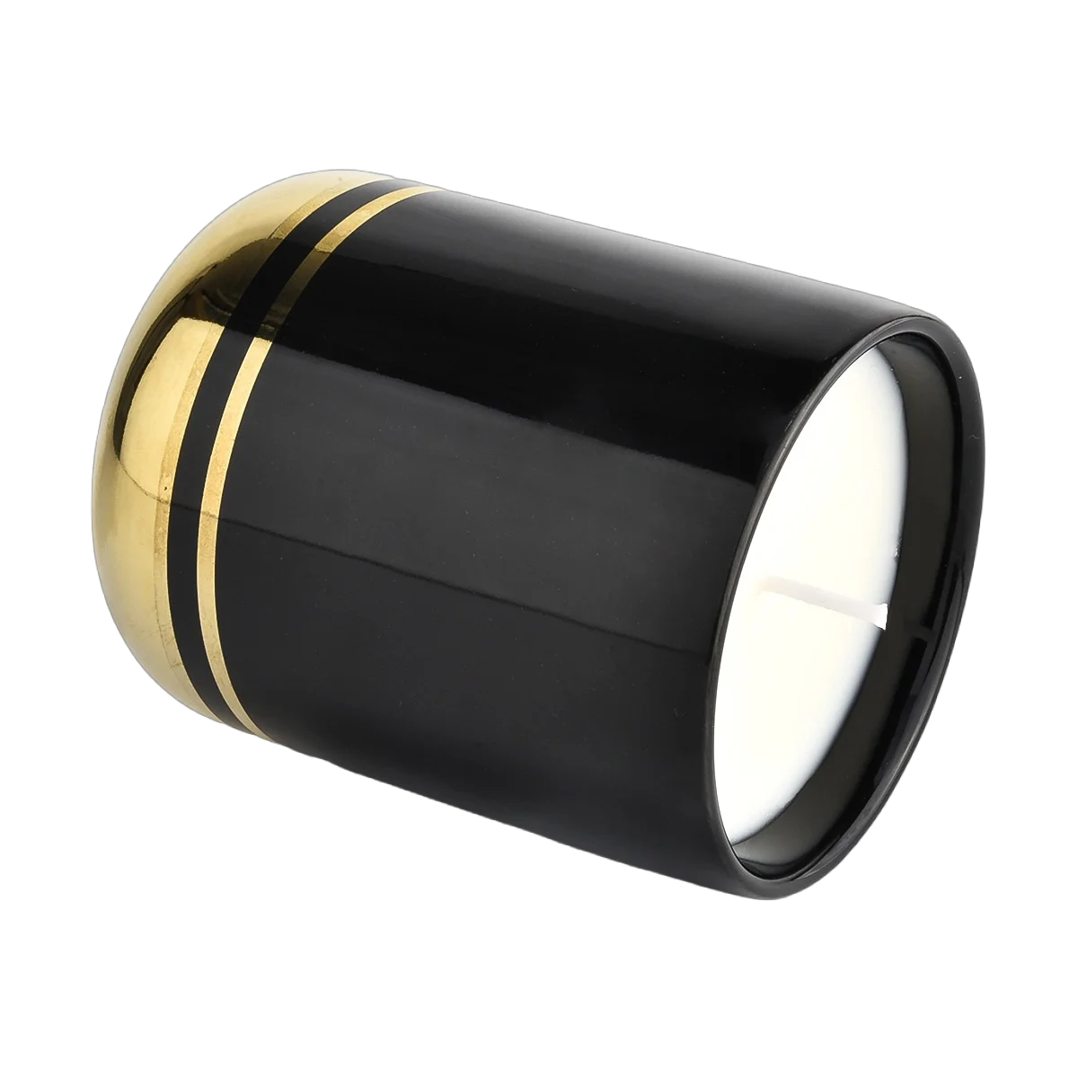 الصين الجملة حامل شمعة السيراميك نمط الذهب الأسود الفاخرة مع غطاء الصانع