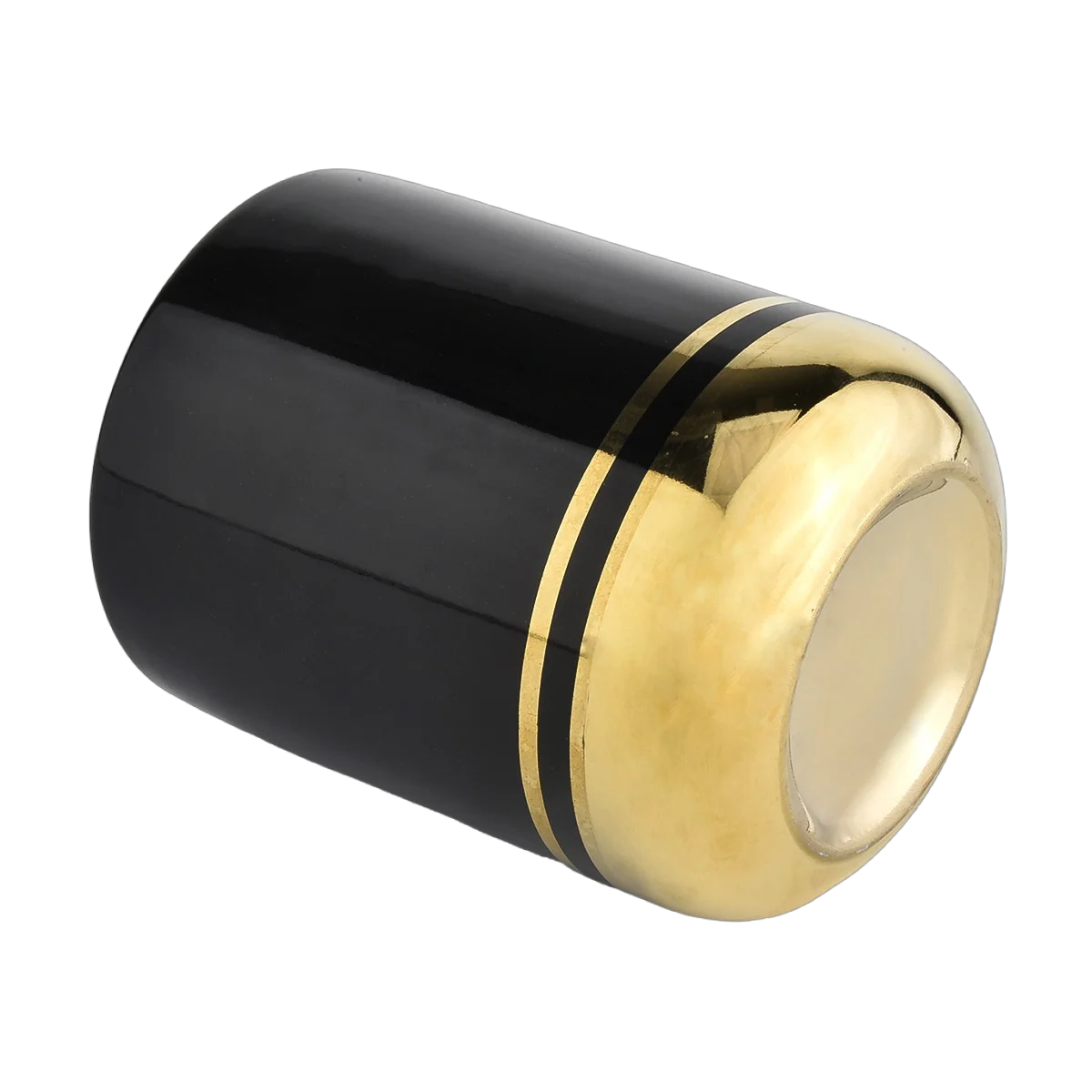 الصين الجملة حامل شمعة السيراميك نمط الذهب الأسود الفاخرة مع غطاء الصانع