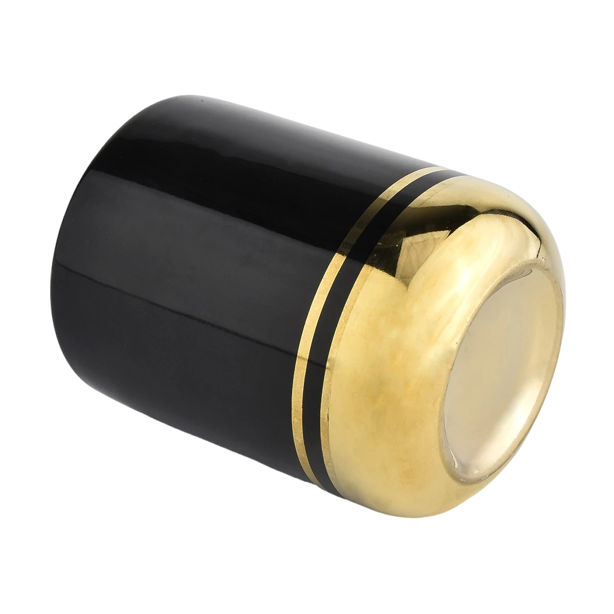 الصين مبيعات المصنع مباشرة حوامل شموع من السيراميك بنمط الذهب الأسود والأزرق مع حاوية شموع بغطاء الصانع