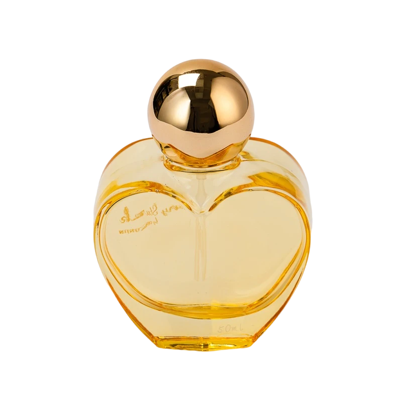 الصين حاوية عطر على شكل قلب بغطاء ذهبي كروي سعة 50 مل الصانع