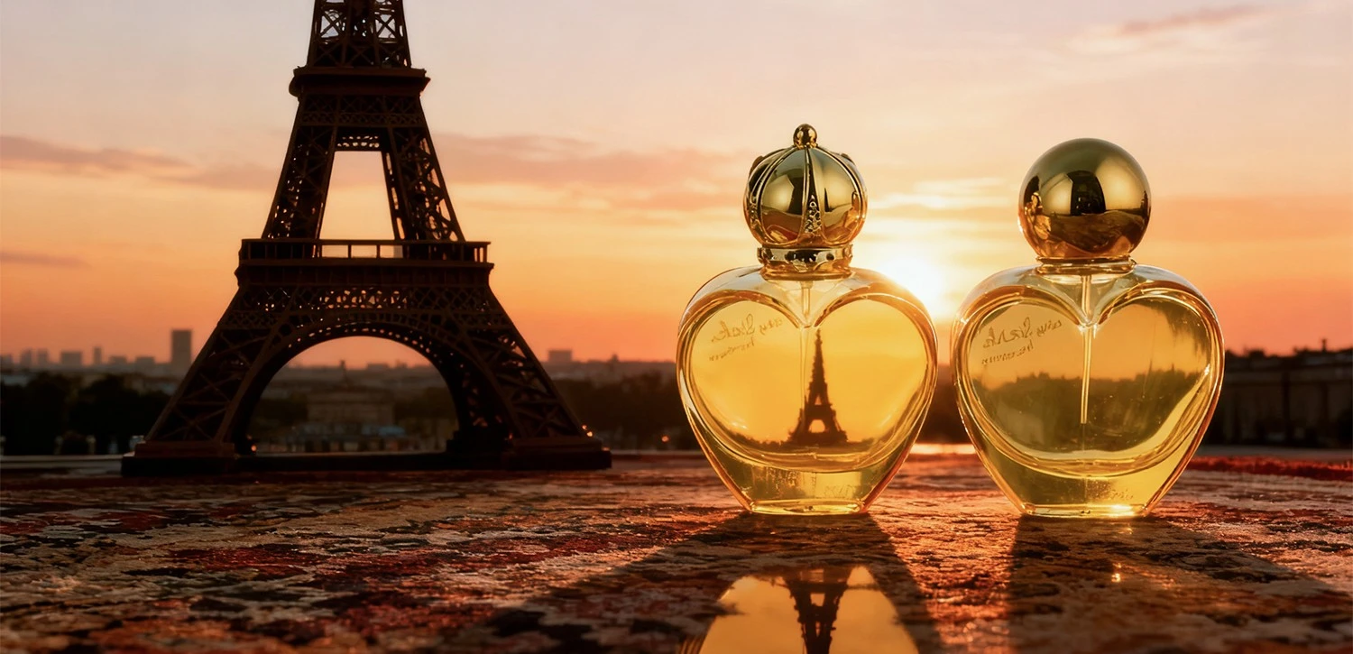 50ml Spherical Gold Cap Heart-shaped Perfume Bottle Fragrance Container