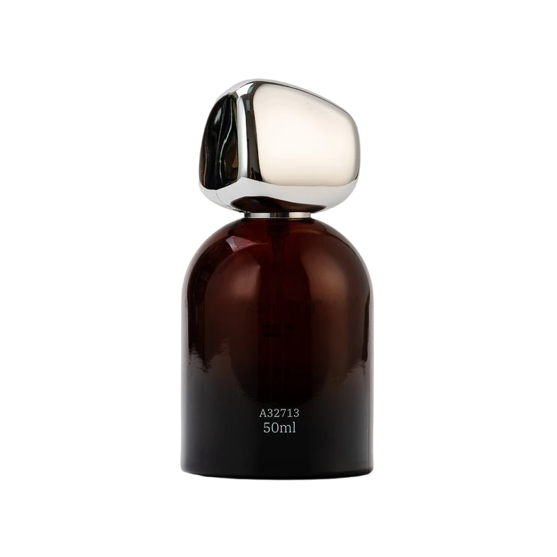 China Wholesale Perfume Bottle With SilverToned Geometric Cap in Amber Brown manufacturer