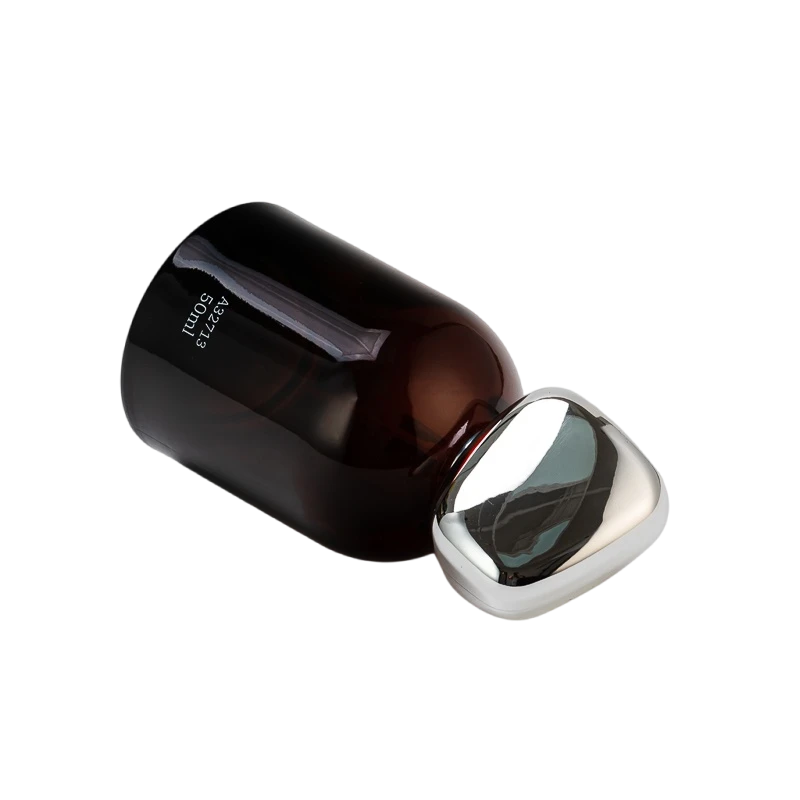 China Wholesale Perfume Bottle With SilverToned Geometric Cap in Amber Brown manufacturer