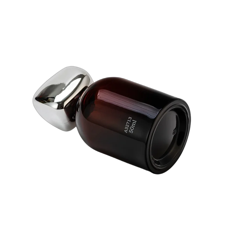 China Wholesale Perfume Bottle With SilverToned Geometric Cap in Amber Brown manufacturer