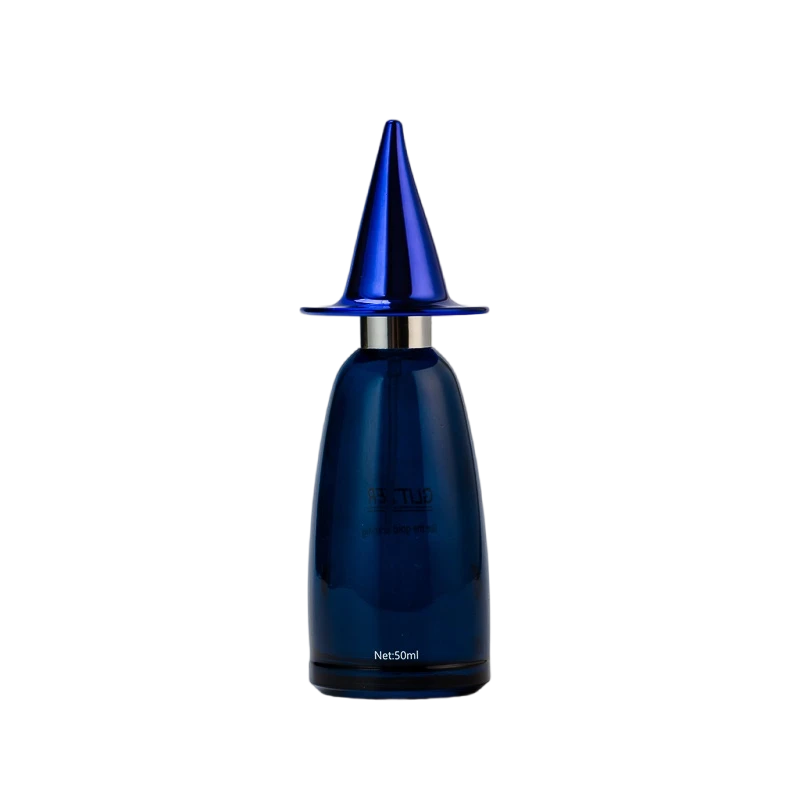 Wholesale Fantasy Wizard Hat Deep Sea Blue Glass Perfume Bottle