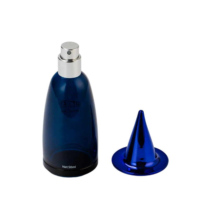 Wholesale Fantasy Wizard Hat Deep Sea Blue Glass Perfume Bottle