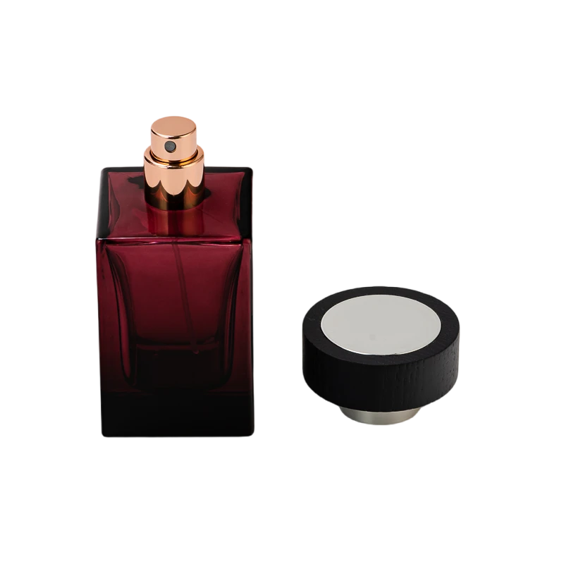 China Wholesale red square luxury glass perfume bottles for alcohol manufacturer