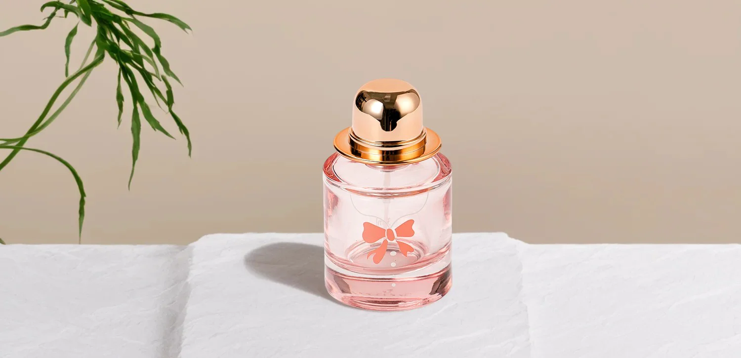 Wholesale hat bow glass perfume bottles with perfume compartments