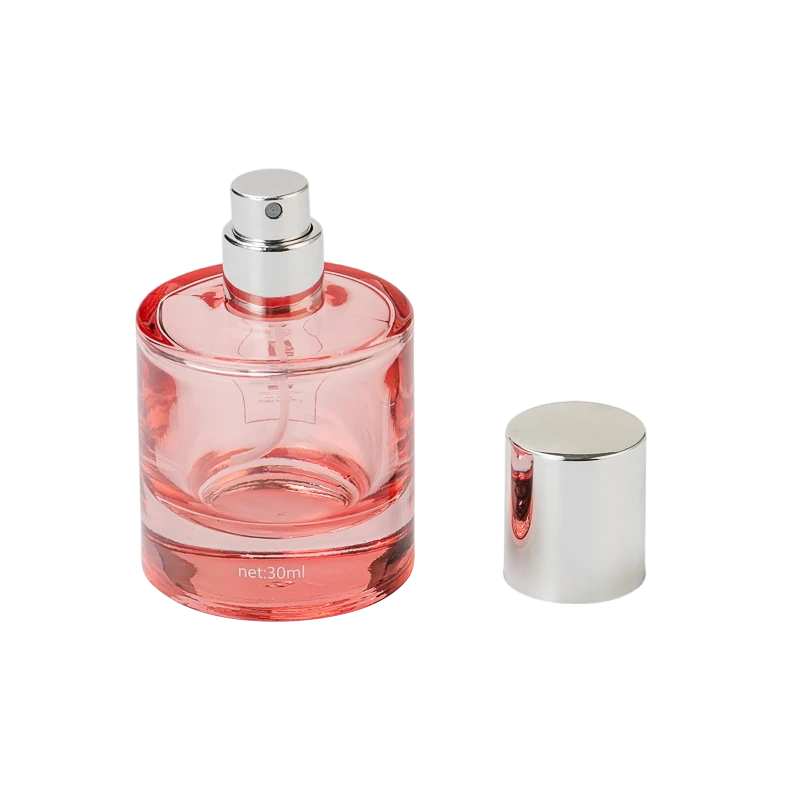 China Luxury custom-made pink translucent gradient round bottle perfume bottle manufacturer