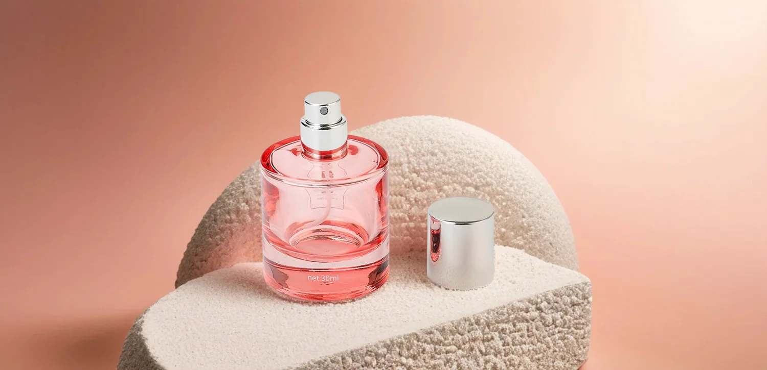 Luxury custom-made pink translucent gradient round bottle perfume bottle