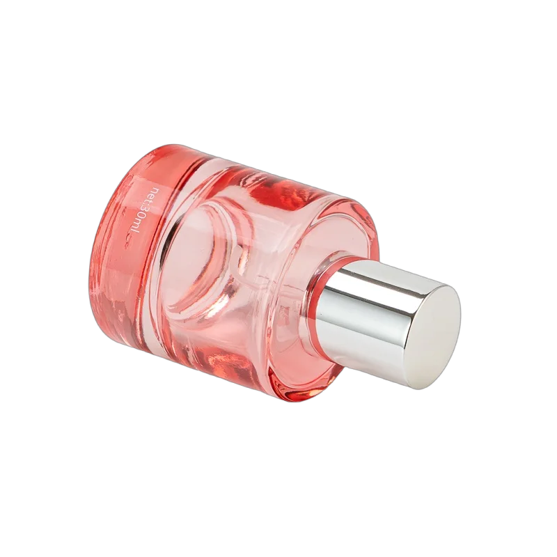 China Luxury custom-made pink translucent gradient round bottle perfume bottle manufacturer