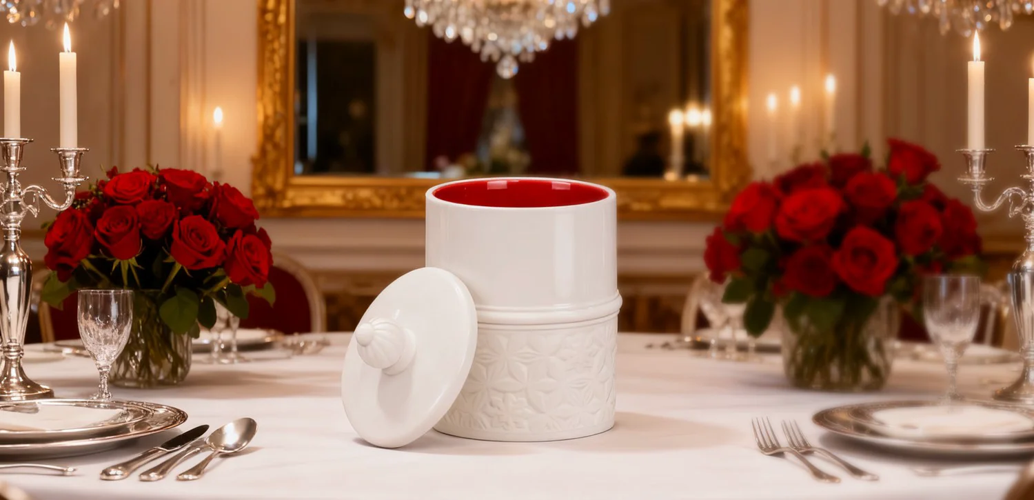 Wholesale red and black color combination scented ceramic candle jars with lids