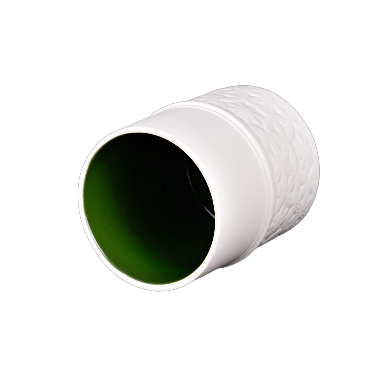 الصين حامل شموع من السيراميك باللون الأبيض والأخضر الداكن مع غطاء مخصص الصانع