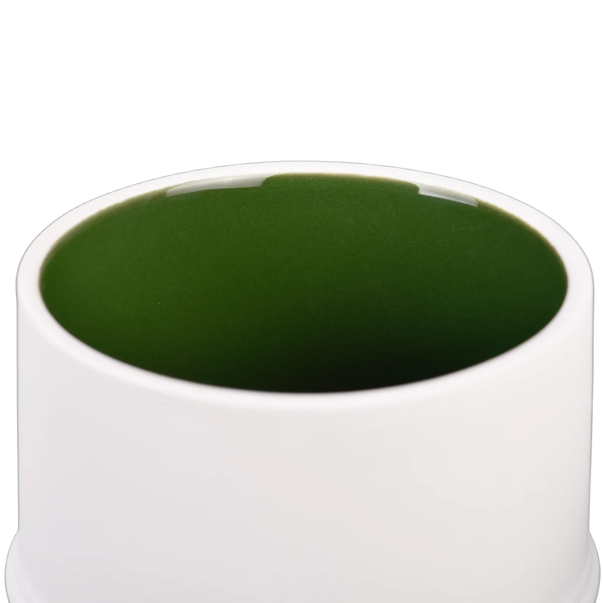 الصين حامل شموع من السيراميك باللون الأبيض والأخضر الداكن مع غطاء مخصص الصانع