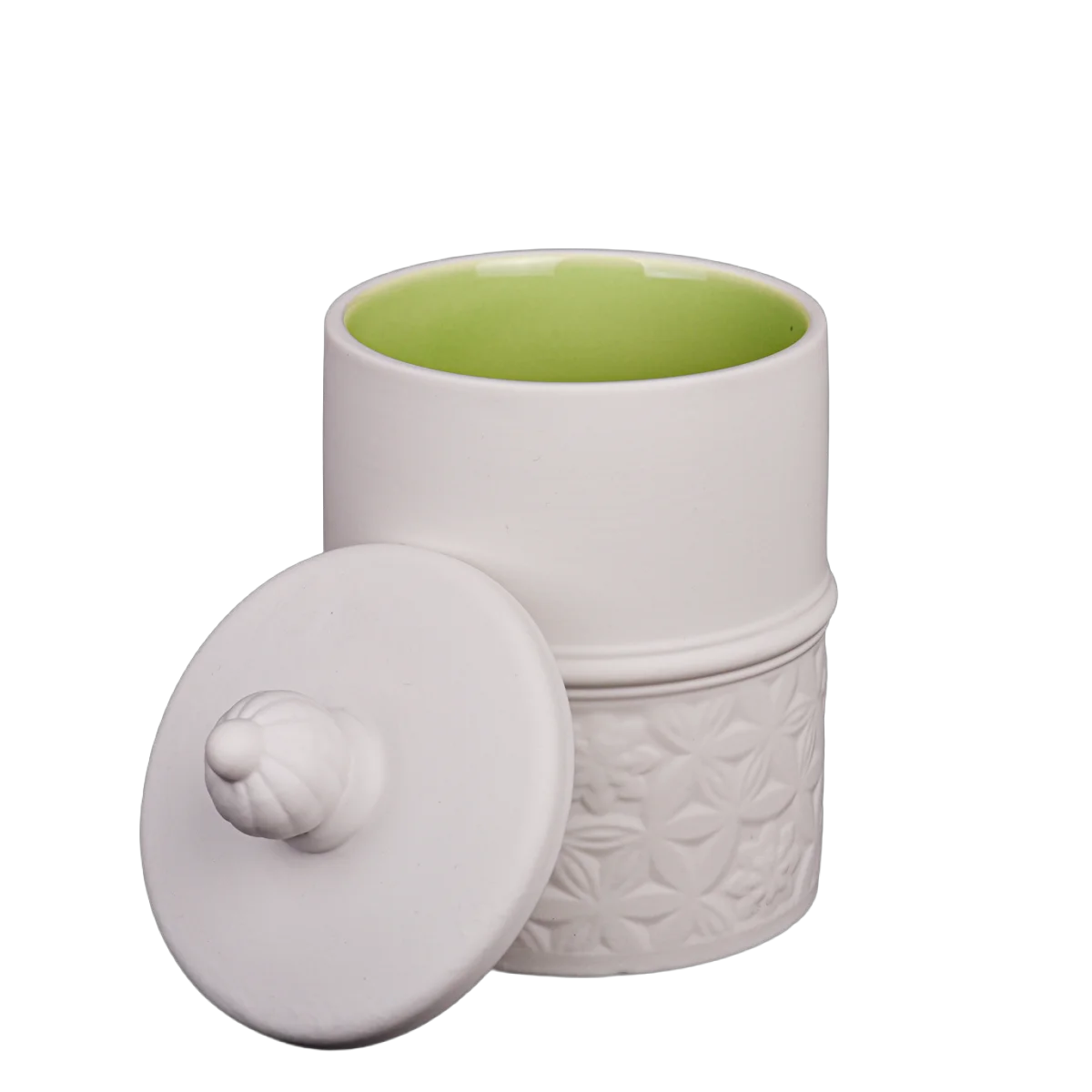 الصين بيع المصنع مباشرة لأوعية الشموع الخزفية البيضاء والخضراء مع الأغطية الصانع