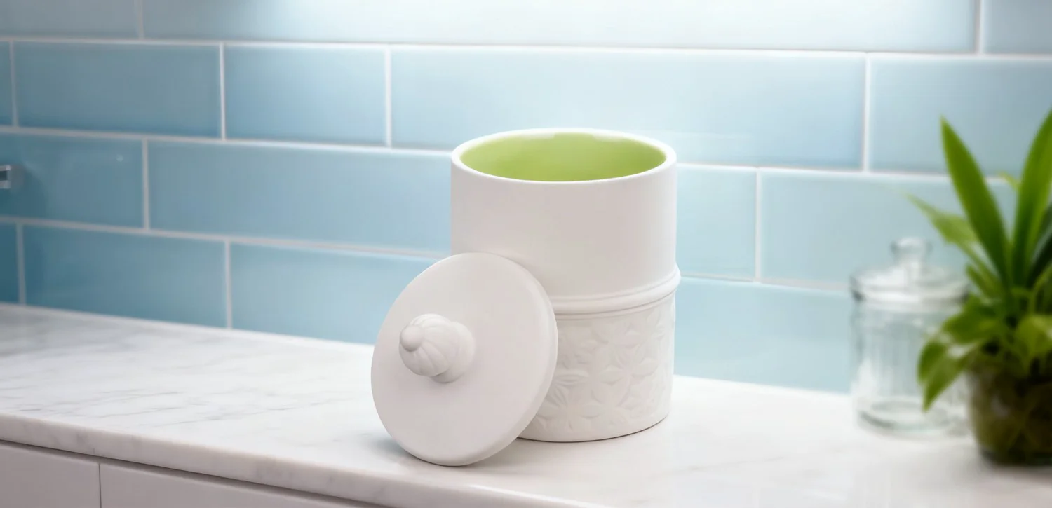 Factory direct sale of plain white and tender green ceramic candle jars with lids