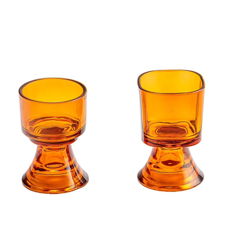 Wholesale amber glass candle holder for tabletop decoration