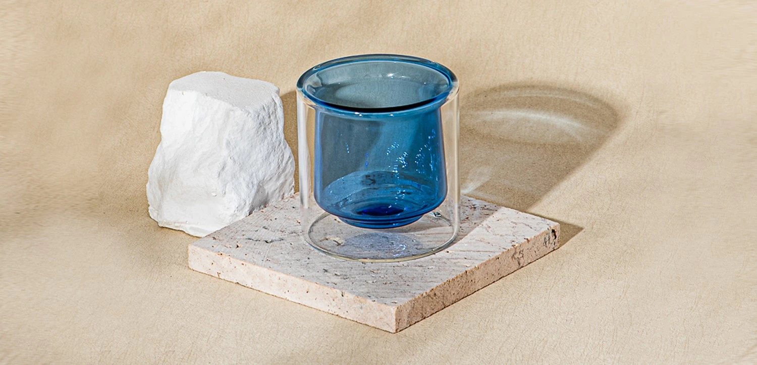 Wholesale gradient blue glass candle jars for home decoration