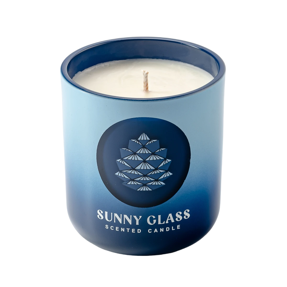 Customized Christmas-themed gradient pink sticker glass candle jar with wooden lid