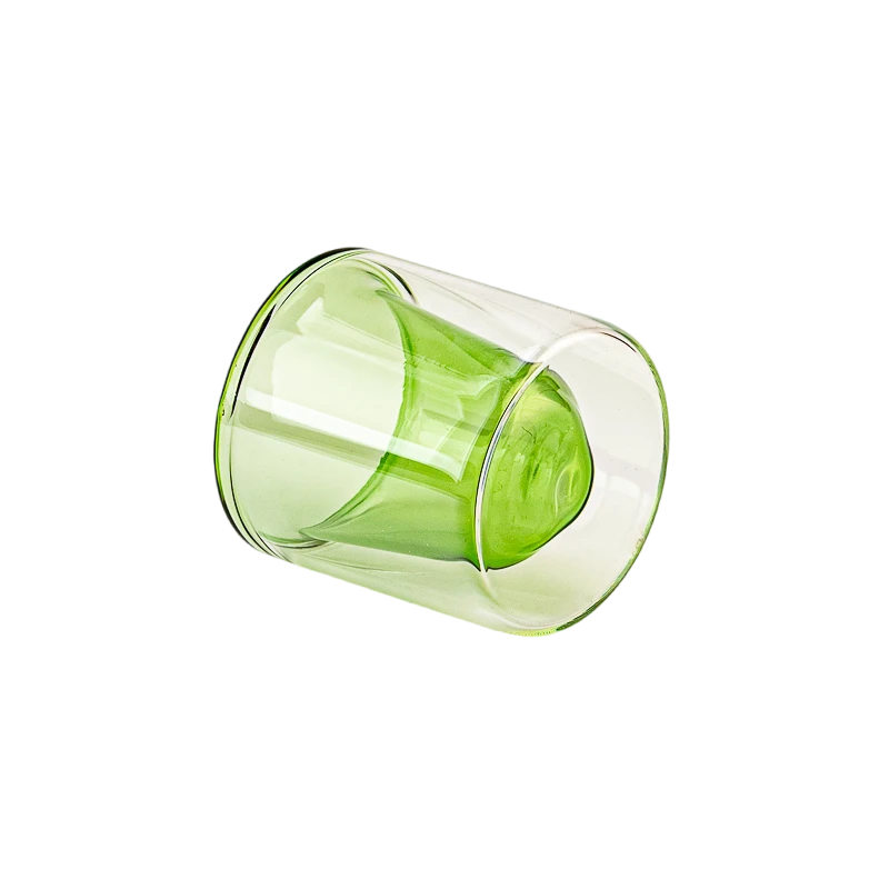 China Wholesale vintage green double-layer glass candle jars manufacturer