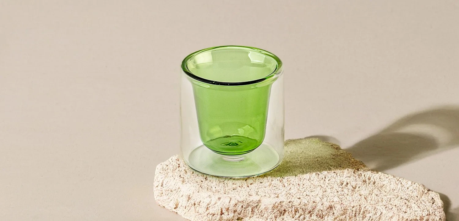 Wholesale vintage green double-layer glass candle jars