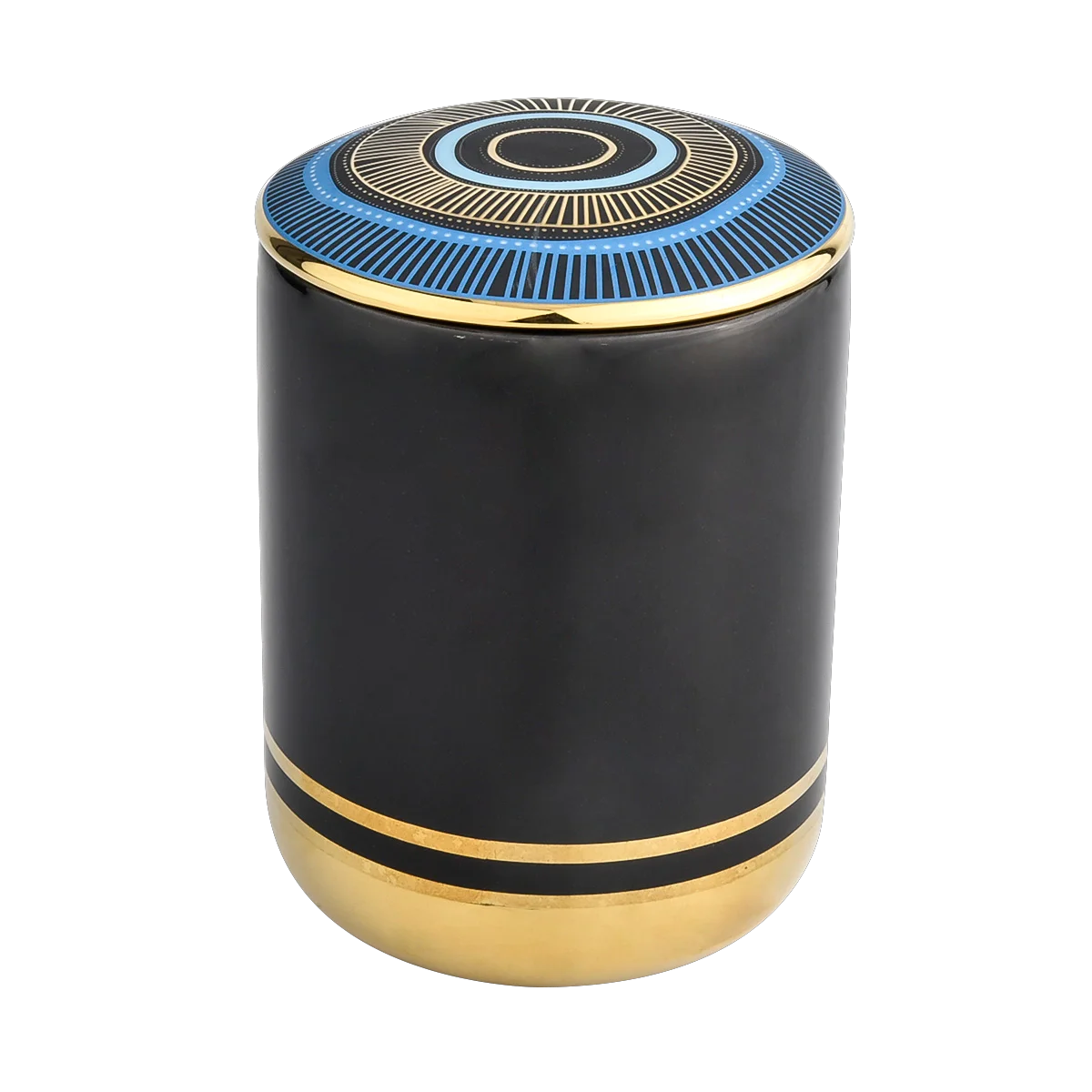China Customized geometric pattern ceramic candle holder with lid manufacturer