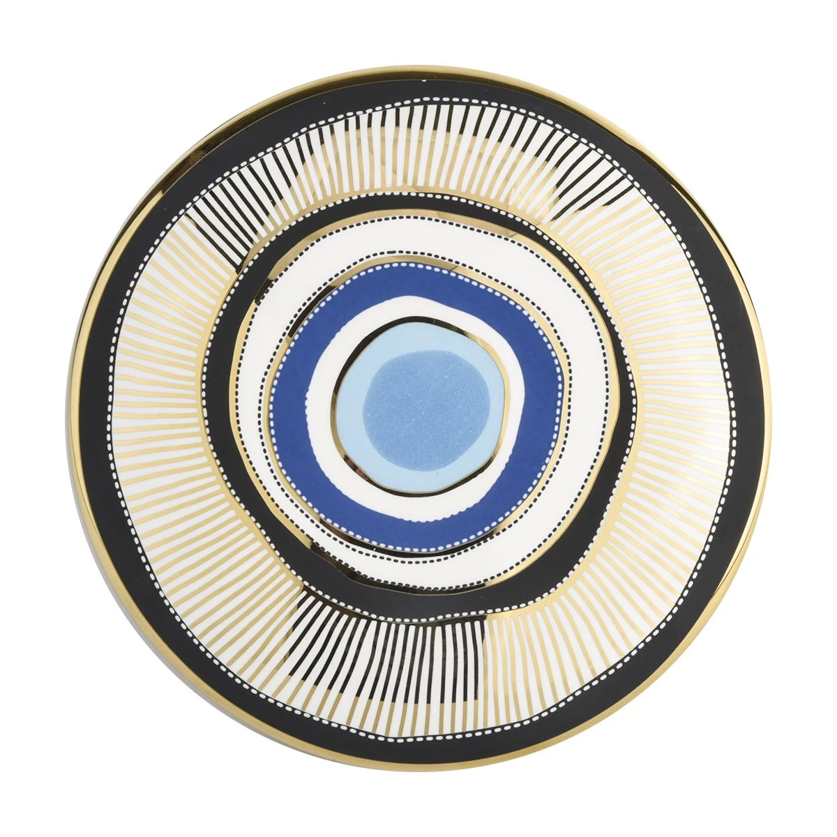 China Unique design blue eye pattern ceramic candle jar with lid manufacturer